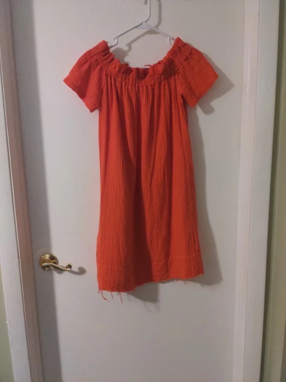Girls' Off-Shoulder Orange Dress